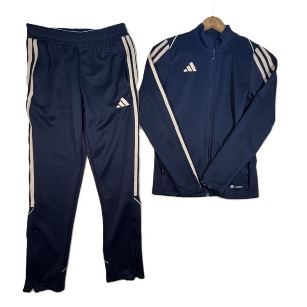 Adidas Tracksuit Navy Blue 3-Stripe Aeroready Boys 11-12 Y Good